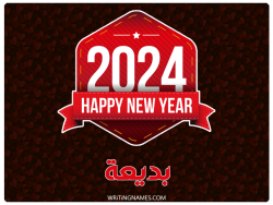 إسم بديعة مكتوب على صور السنة الميلادية 2024 بالعربي
