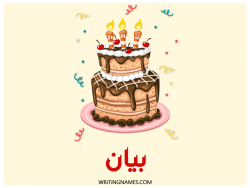 إسم بيان مكتوب على صور كعكة عيد ميلاد بالعربي