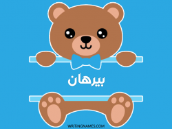 إسم بيرهان مكتوب على صور دبدوب مزخرف بالعربي