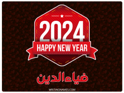إسم ضياءالدين مكتوب على صور السنة الميلادية 2024 مزخرف بالعربي