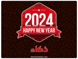 إسم ذكاء مكتوب على صور السنة الميلادية 2024 بالعربي