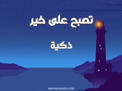 إسم ذكية مكتوب على صور تصبح على خير بالعربي