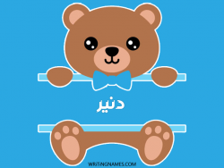 إسم دنير مكتوب على صور دبدوب مزخرف بالعربي