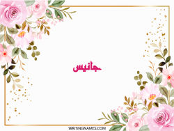 إسم جانيس مكتوب على صور ورد مزخرف بالعربي