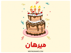 إسم ميرهان مكتوب على صور كعكة عيد ميلاد بالعربي