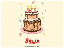 إسم ميرولا مكتوب على صور كعكة عيد ميلاد بالعربي