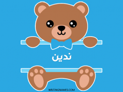 إسم ندين مكتوب على صور دبدوب مزخرف بالعربي