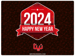 إسم نينا مكتوب على صور السنة الميلادية 2024 بالعربي