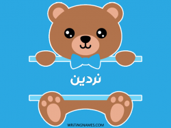 إسم نردين مكتوب على صور دبدوب مزخرف بالعربي