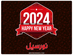 إسم نورسيل مكتوب على صور السنة الميلادية 2024 بالعربي