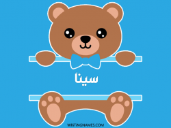 إسم سينا مكتوب على صور دبدوب مزخرف بالعربي