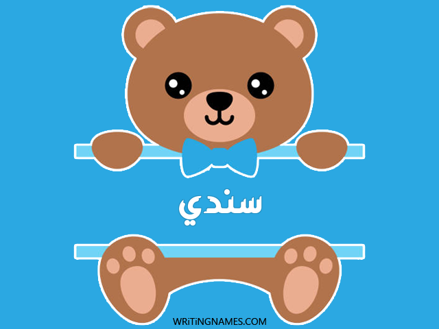 إسم سندي مكتوب على صور دبدوب مزخرف بالعربي