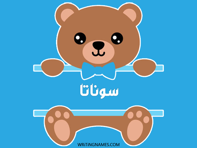 إسم سوناتا مكتوب على صور دبدوب مزخرف بالعربي