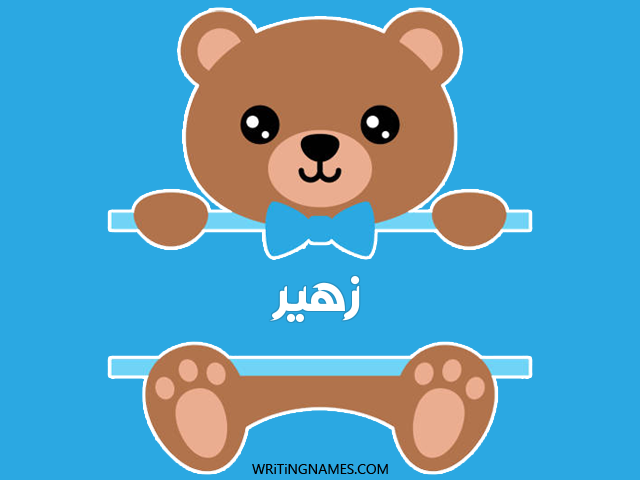 إسم زهير مكتوب على صور دبدوب مزخرف بالعربي