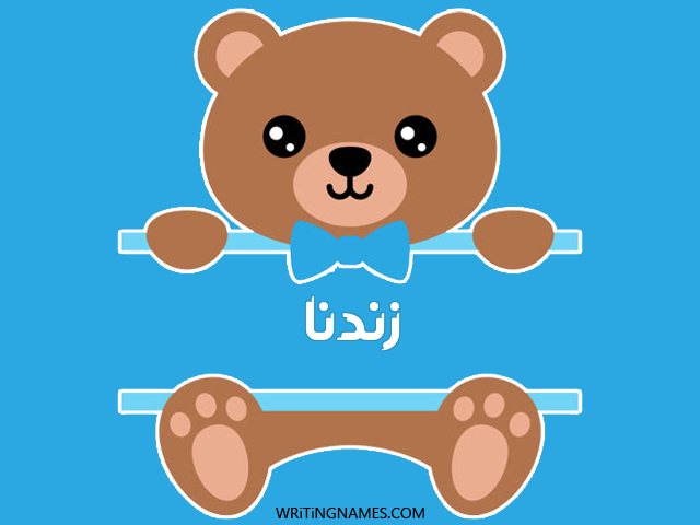إسم زندنا مكتوب على صور دبدوب مزخرف بالعربي