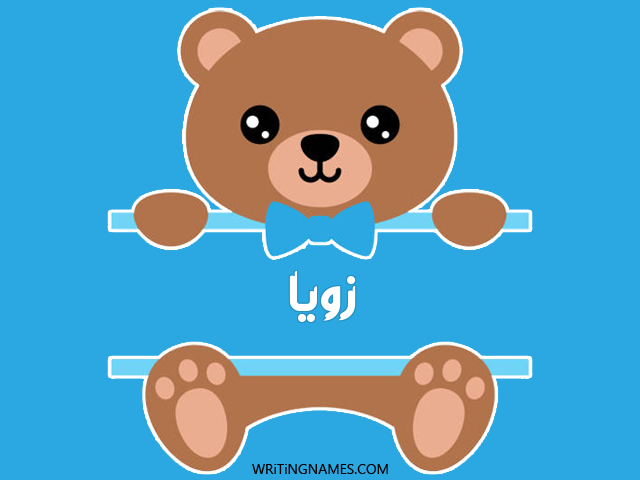 إسم زويا مكتوب على صور دبدوب مزخرف بالعربي